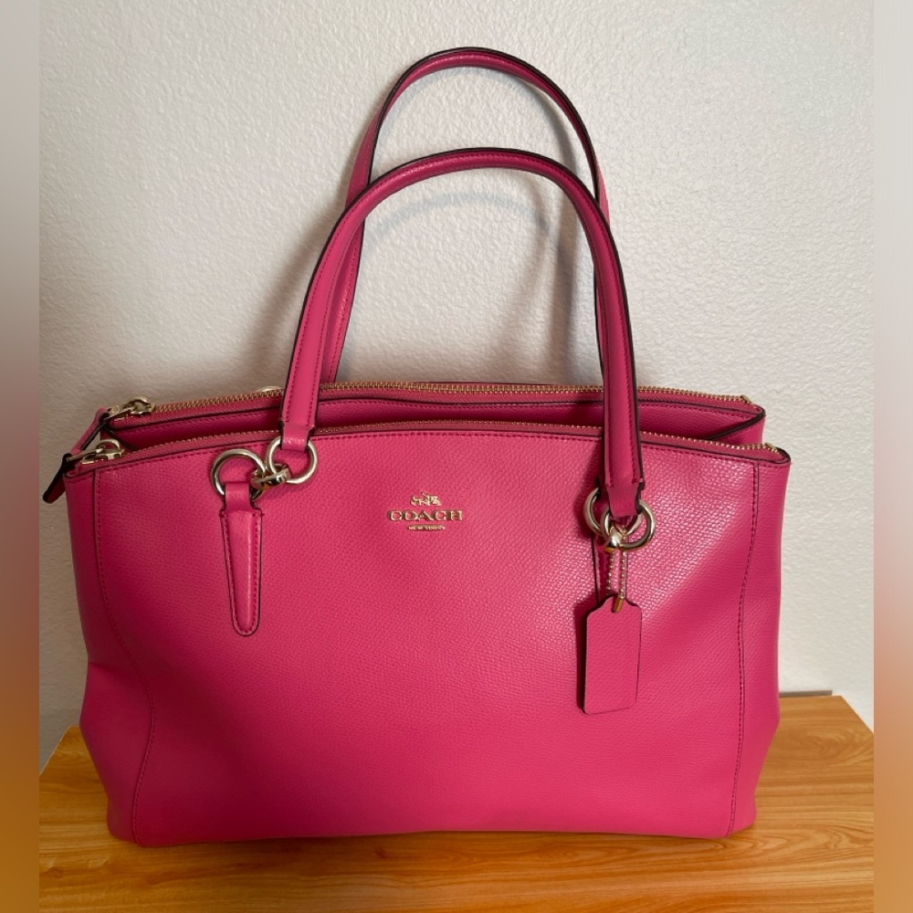 Coach Bright Pink Large Satchel Bag w/Crossbody Strap (pls read description!!!)
